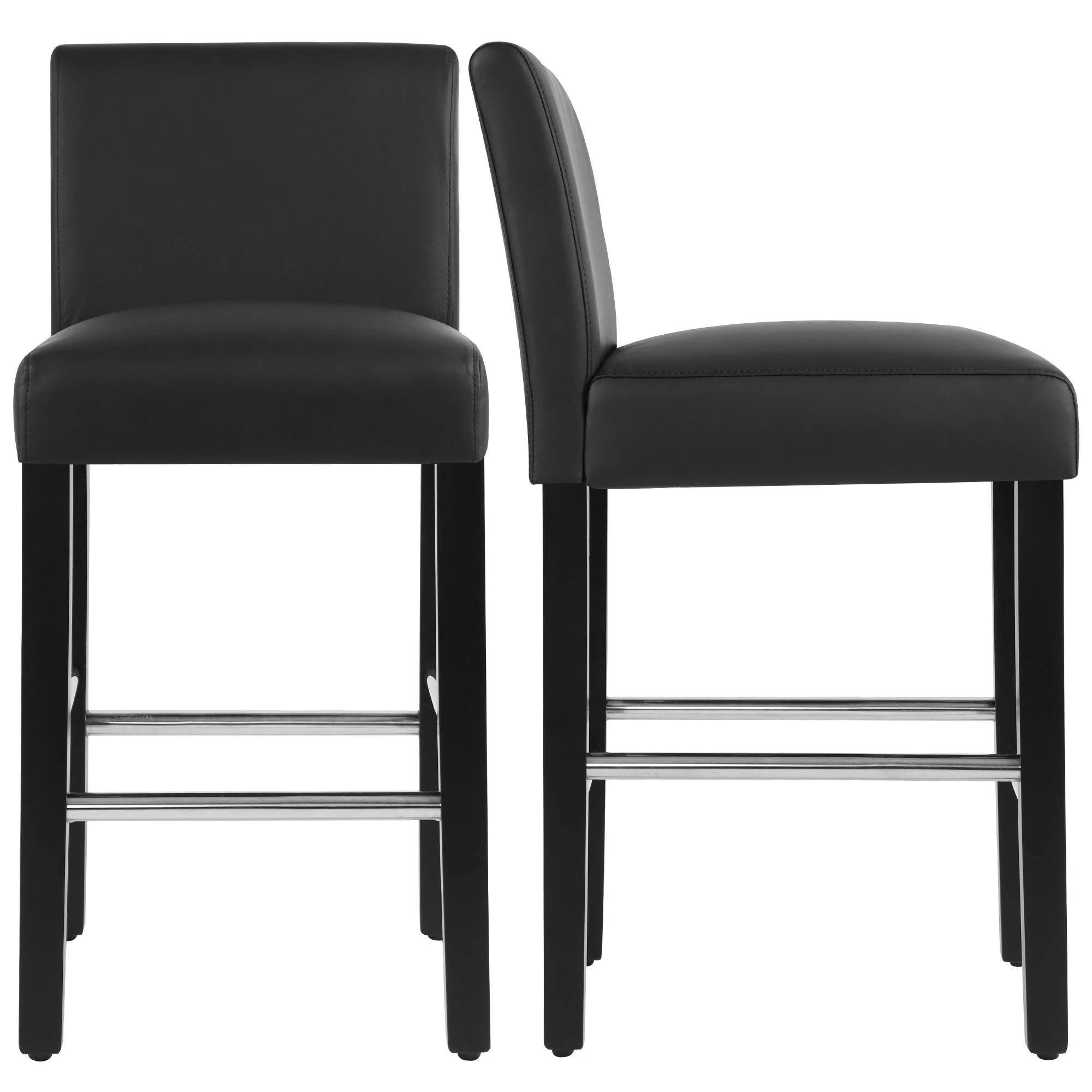 Counter Height Bar Stools Set of 2, 26'' Seat Height Upholstered Barstools with Back