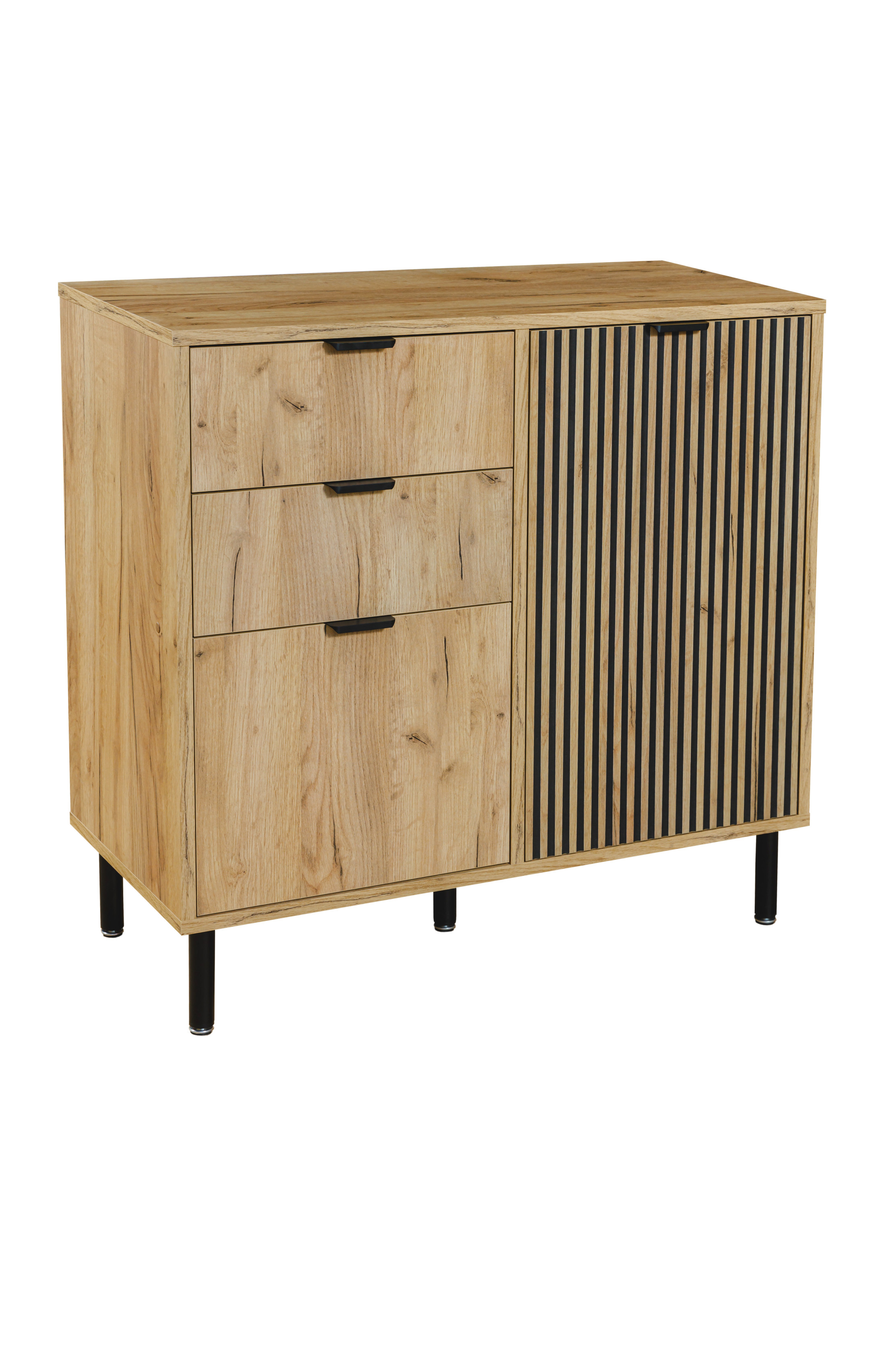Komoda do sypialni 2D2S Dąb Craft Złoty/Czarny 88 cm nowoczesna