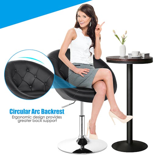 NNECW Set of 2 Swivel Round Tufted Back Chair Accent Chair with PU Leather and Chromed Base