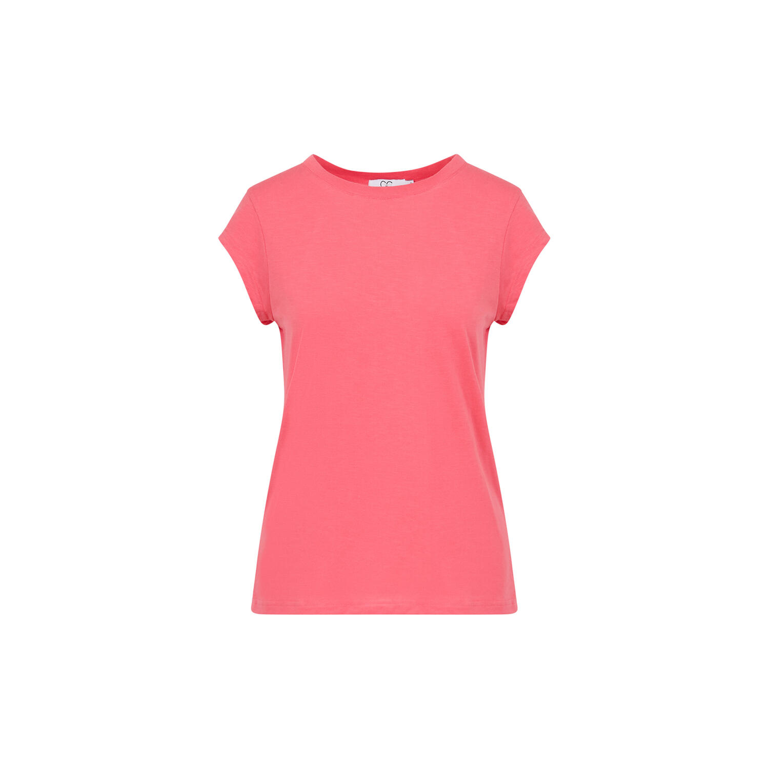 CC Heart Basic Round-Neck T-Shirt, papaya pink