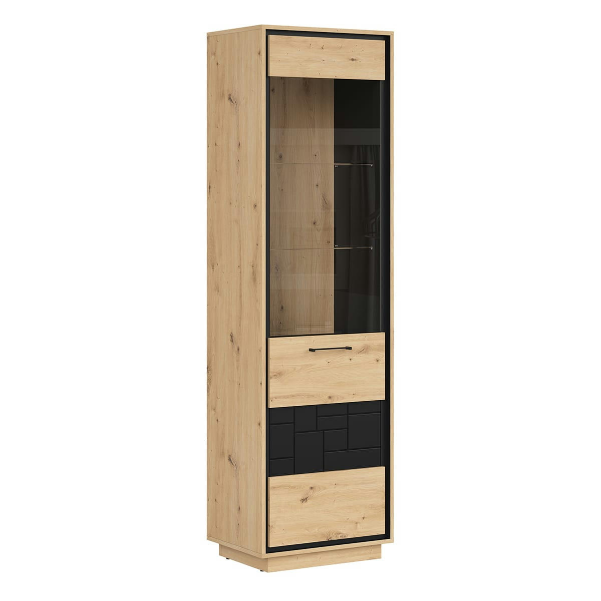 - Vitrine 1 porte stratifiés naturel et noir