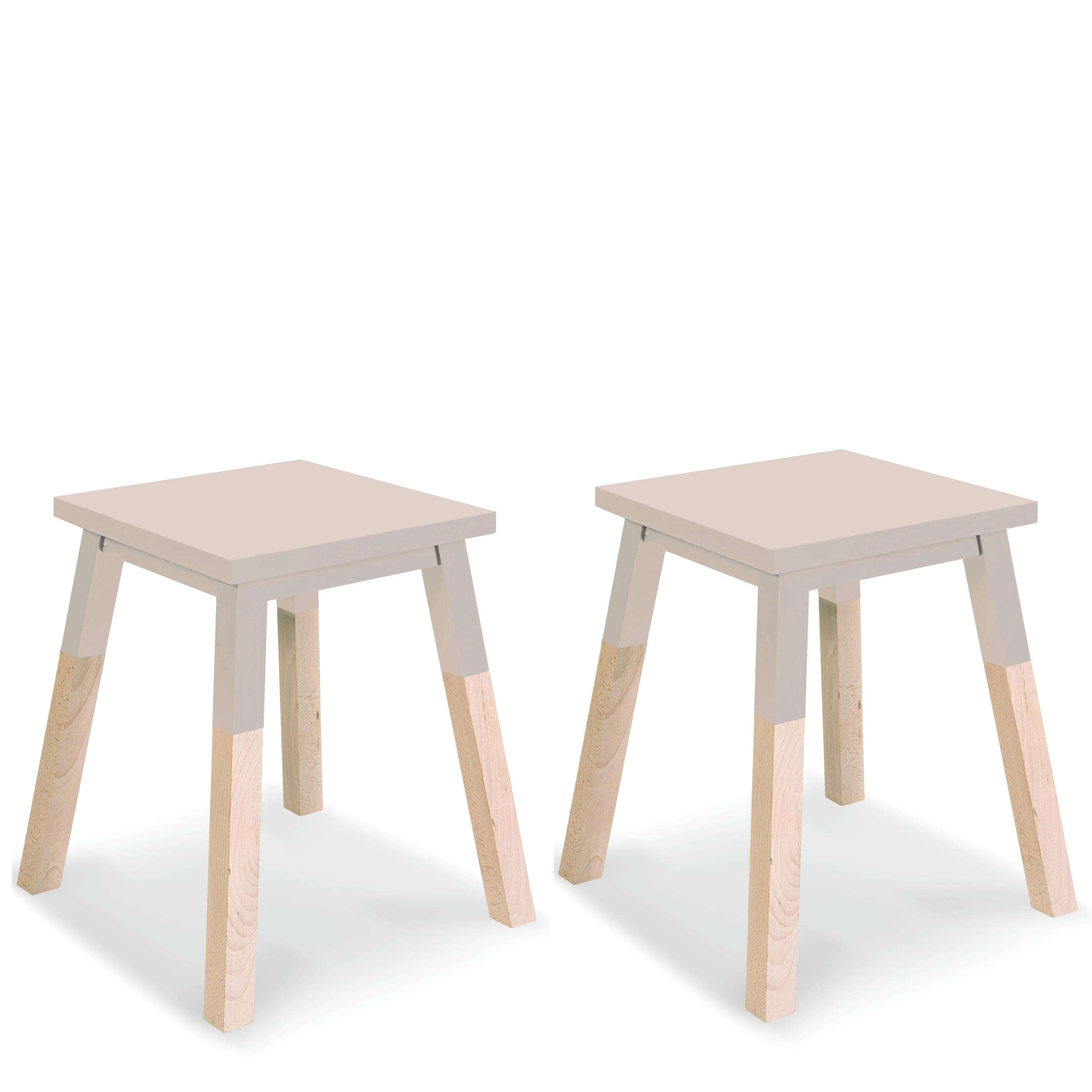 EGEE - 2 tabourets laqués en frêne, assise 35 cm