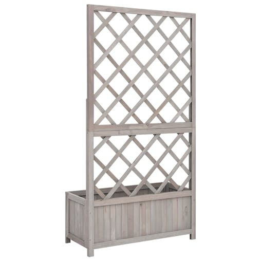 NNEVL Garden Trellis Planter Grey 70x30x135 cm Solid Firwood