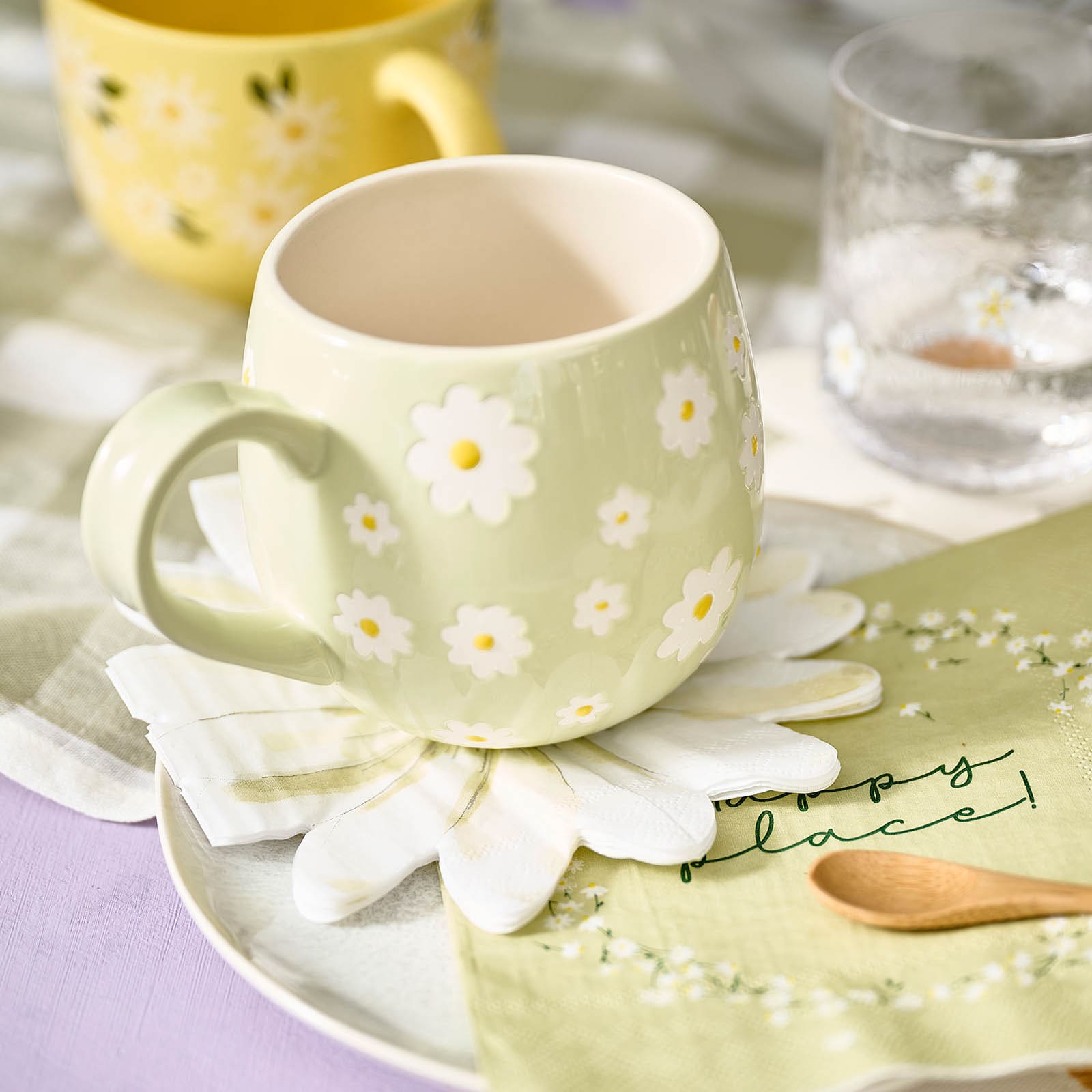 Tasse Gänseblümchen Grün,B 140 x H 100 x T 105 mm
