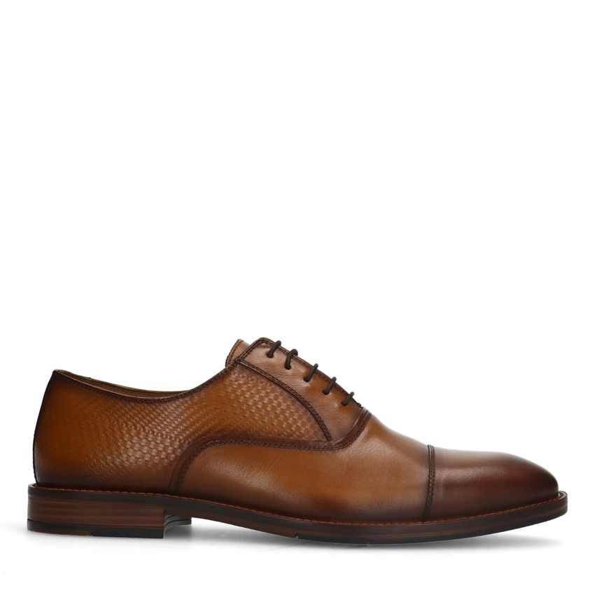 Manfield Cognac leren veterschoenen