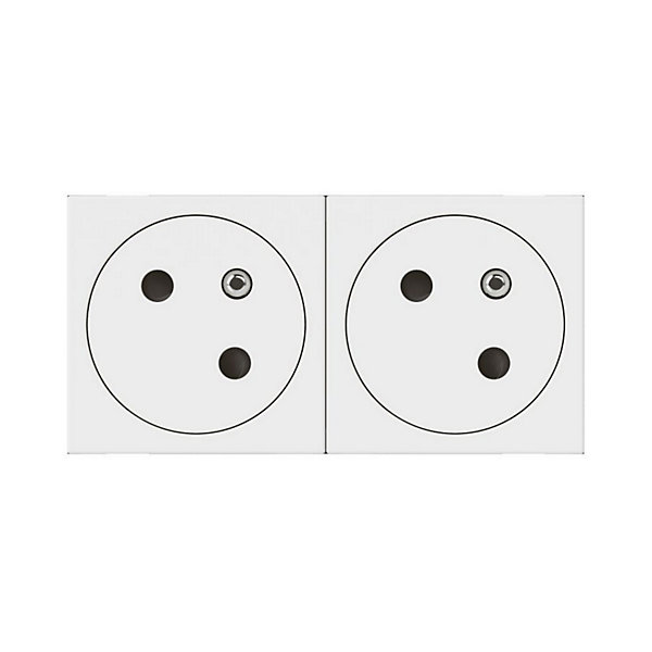 Mécanisme prise 2 pôles   terre Legrand Mosaïc blanc, 2 prises