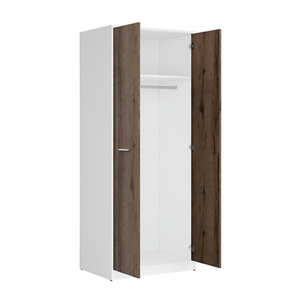 - Armoire 2 portes stratifiés naturel foncé et blanc
