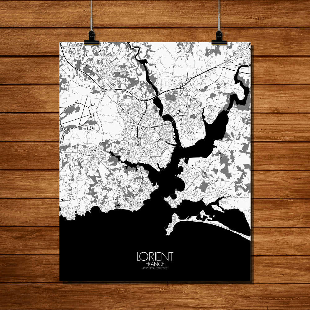 - Affiche Lorient Carte N&B 40x50