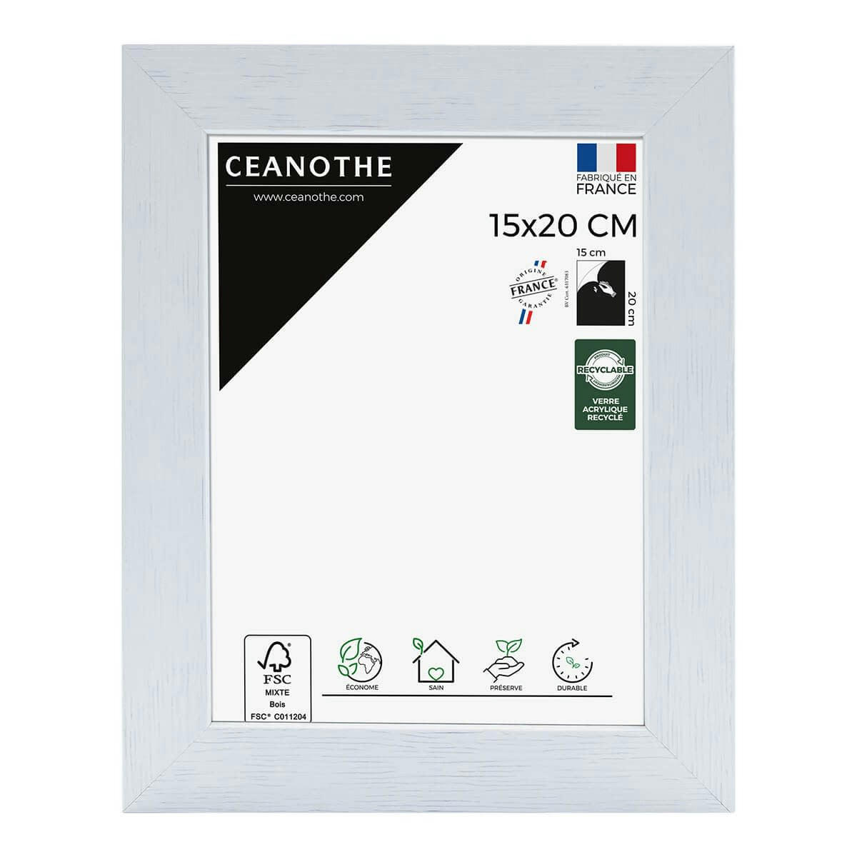 KARMA - Cadre photo blanc 15x20 cm bois reconstitué fsc
