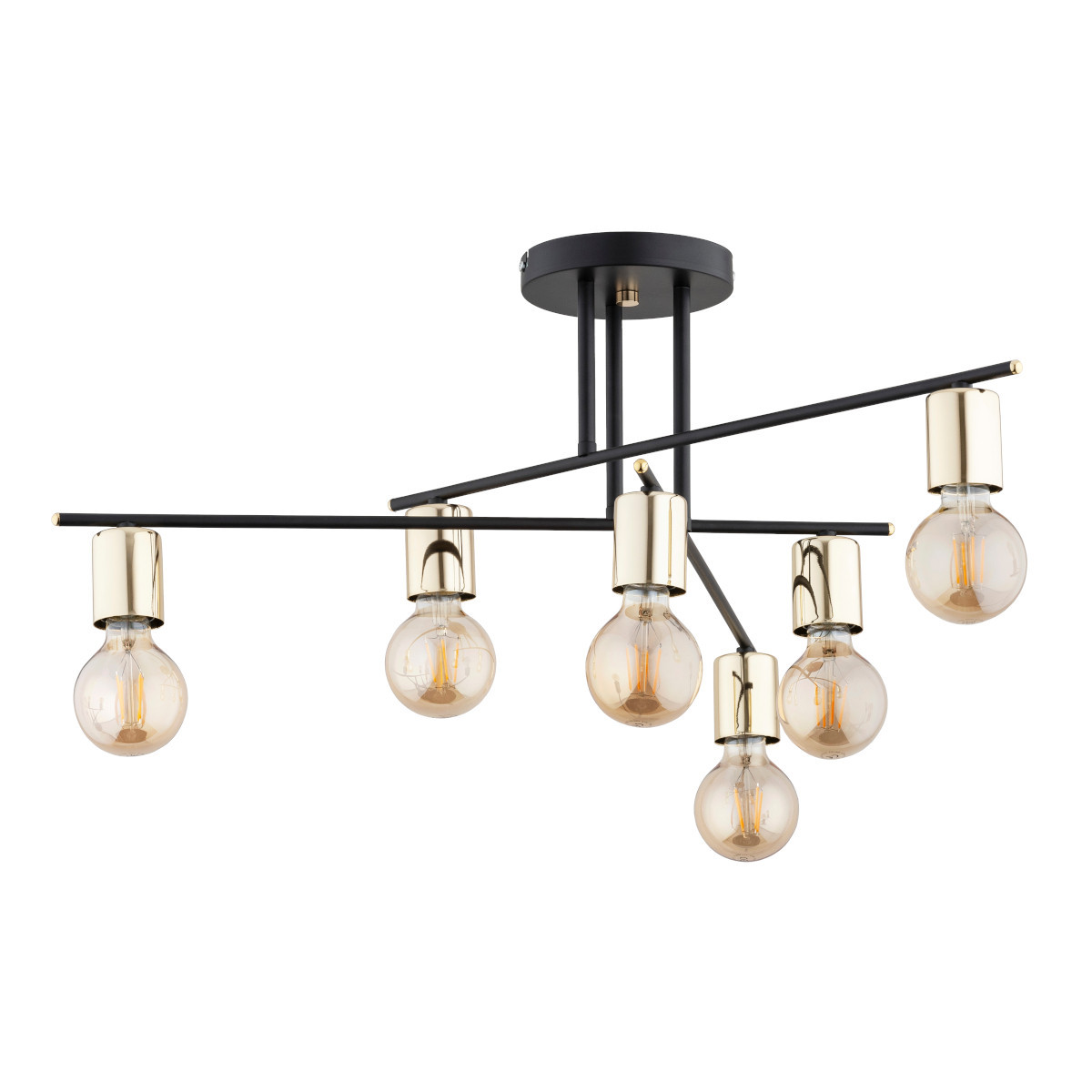 Lampa sufitowa czarno-złota PANAMA 6xE27x15W wym: 25,5x66x66 cm Alfa