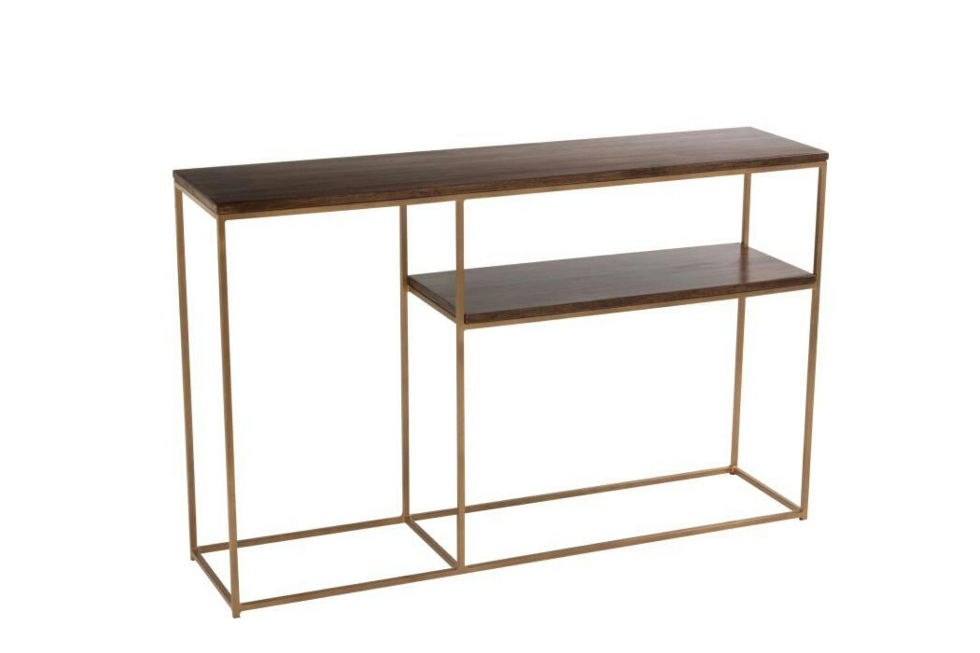 RAPH - Console en bois de manguier et métal doré, 1 tablette
