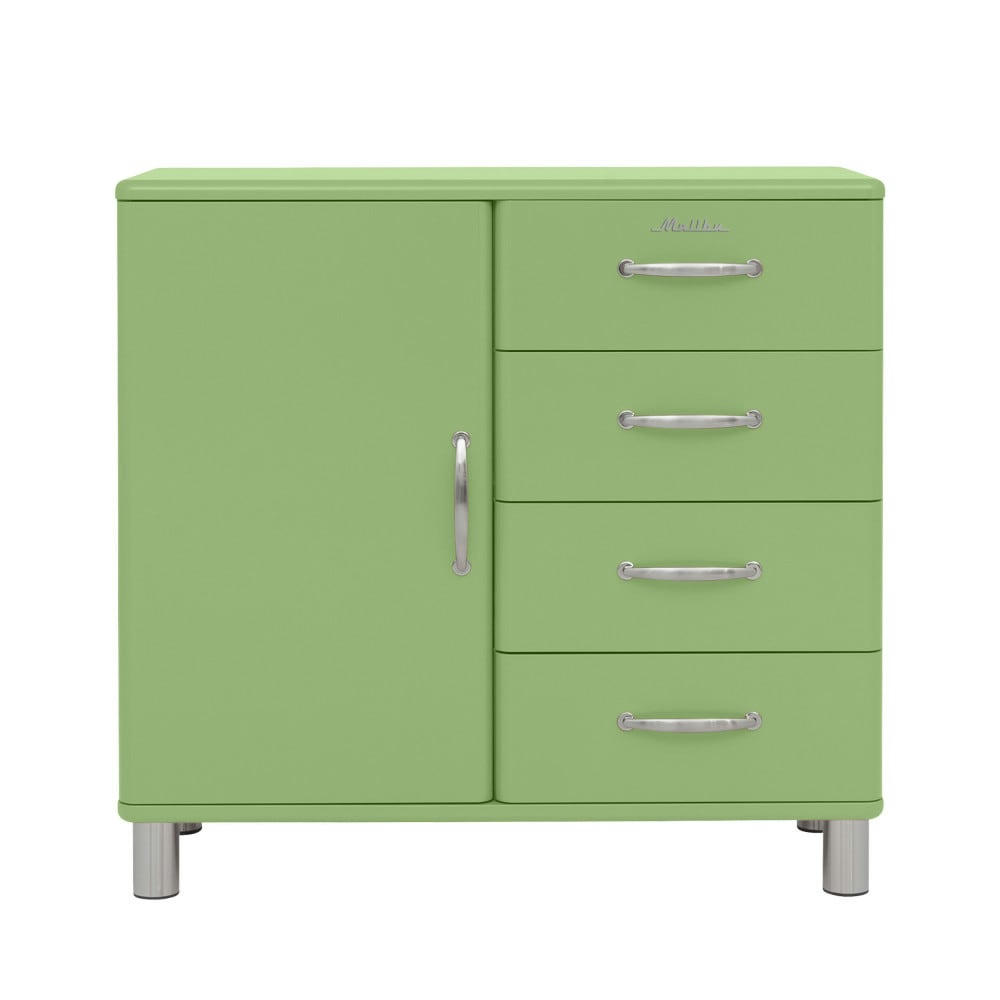 MALIBU - Buffet vintage 1 porte 4 tiroirs L98cm vert