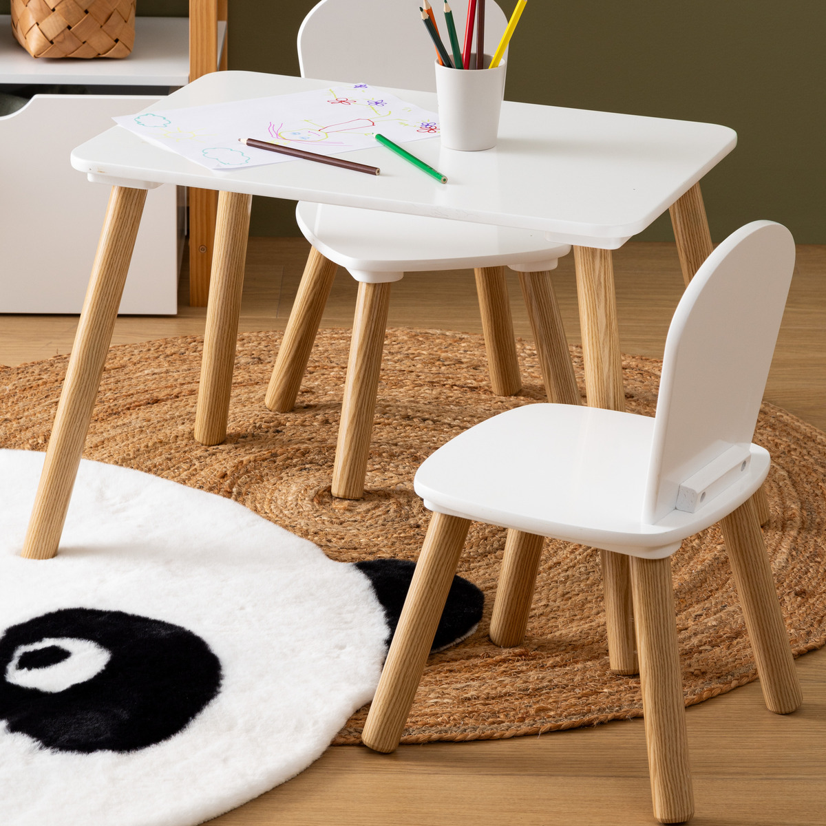 Children's table and 2 chairs set "Alex" White, 3 pieces