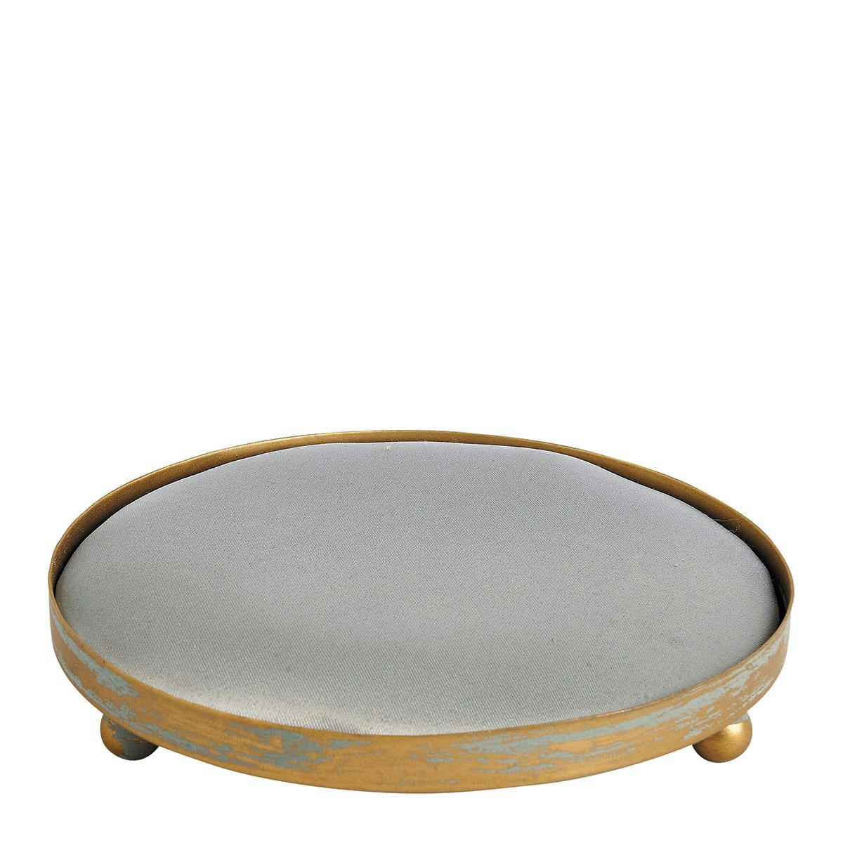 - Plateau rond tapissier gris