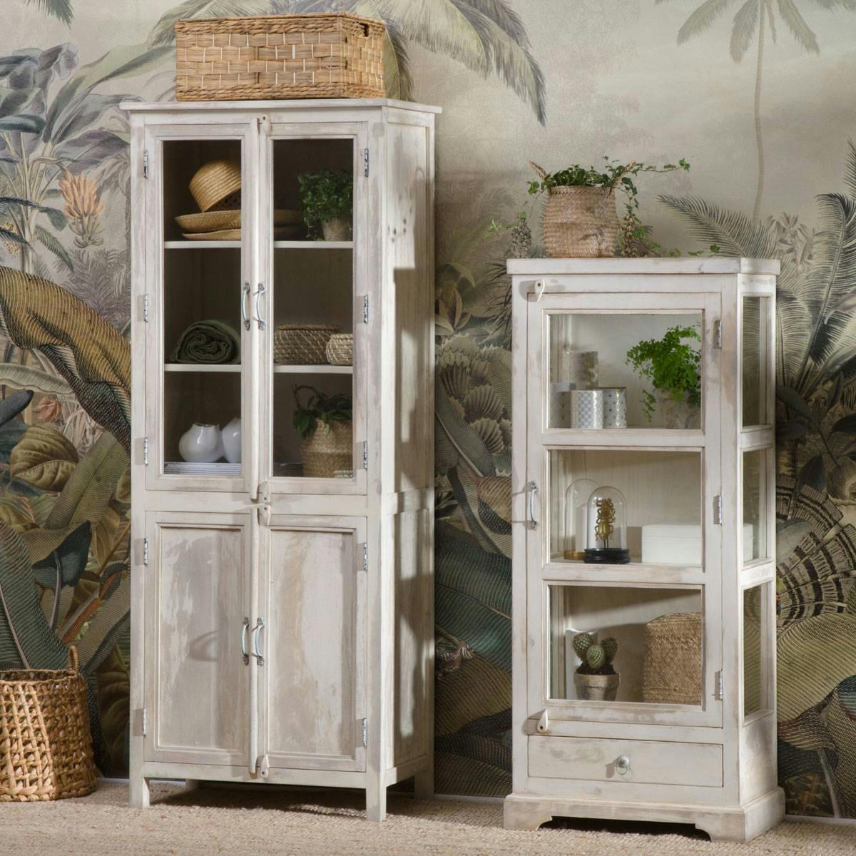 CUZCO - Vitrine en bois blanc 58 cm