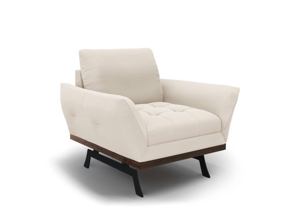 OLIVIER - Fauteuil 1 place en tissu structuré beige clair