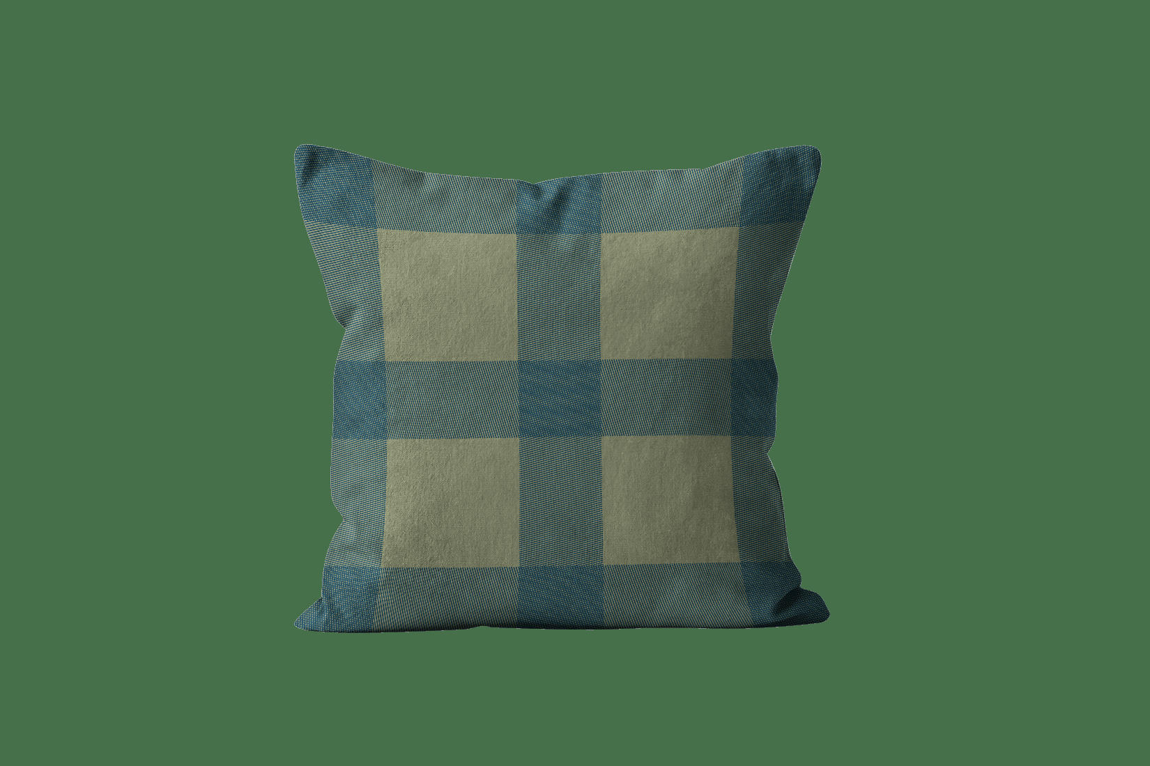 - Coussin à carreaux velours vert bleu 40x40cm