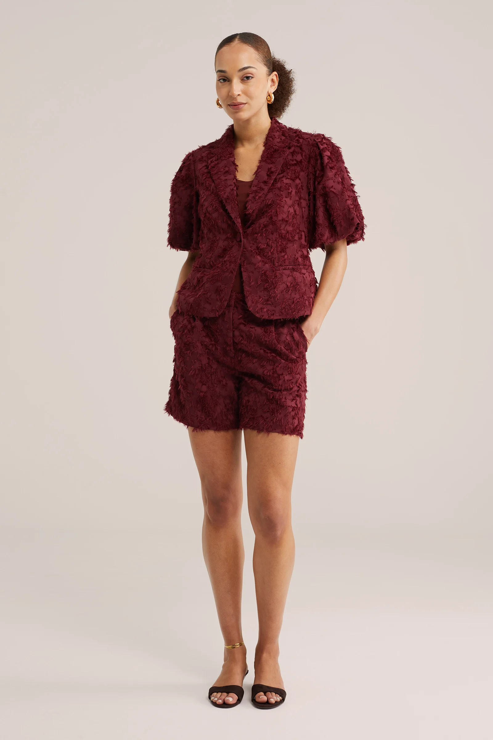 Dames regular fit blazer met structuur