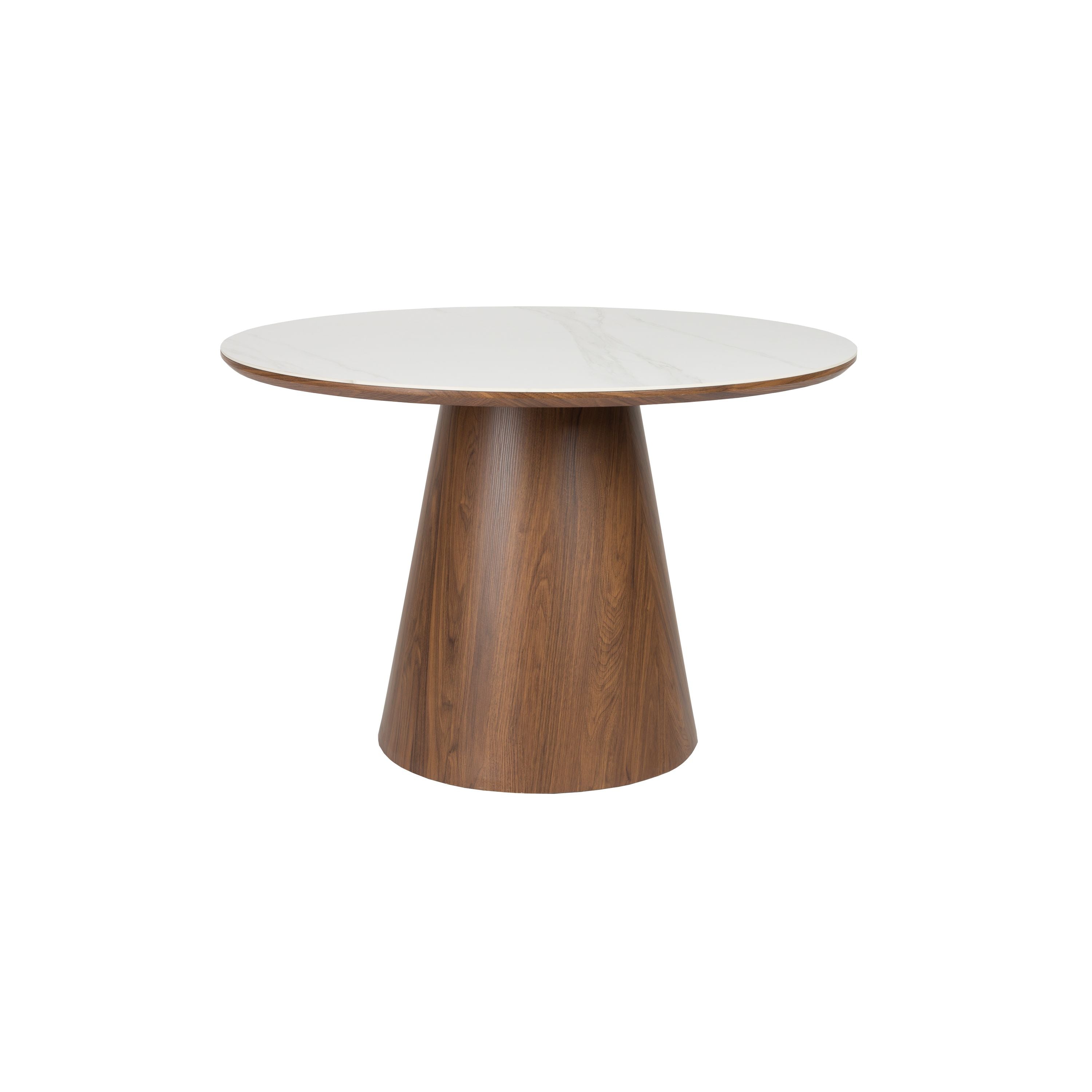 Housecraft Living Almira Eettafel Rond 115 cm Hout/ Marmerlook Walnootkleur - Bruin