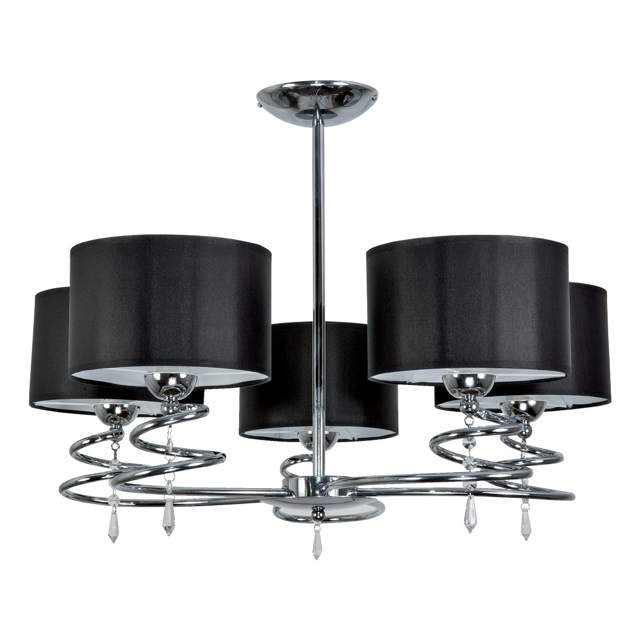Lampa sufitowa wisząca EDYLIT chrom czarne abażury 5xE27 QUEEN NEGRO 12-630
