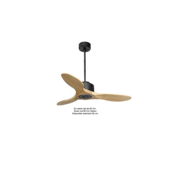Modulo Regular Ring- Super destratificateur et ventilateur DC 106 cm noir pales bois clair sans Lumière15 à 20 m²