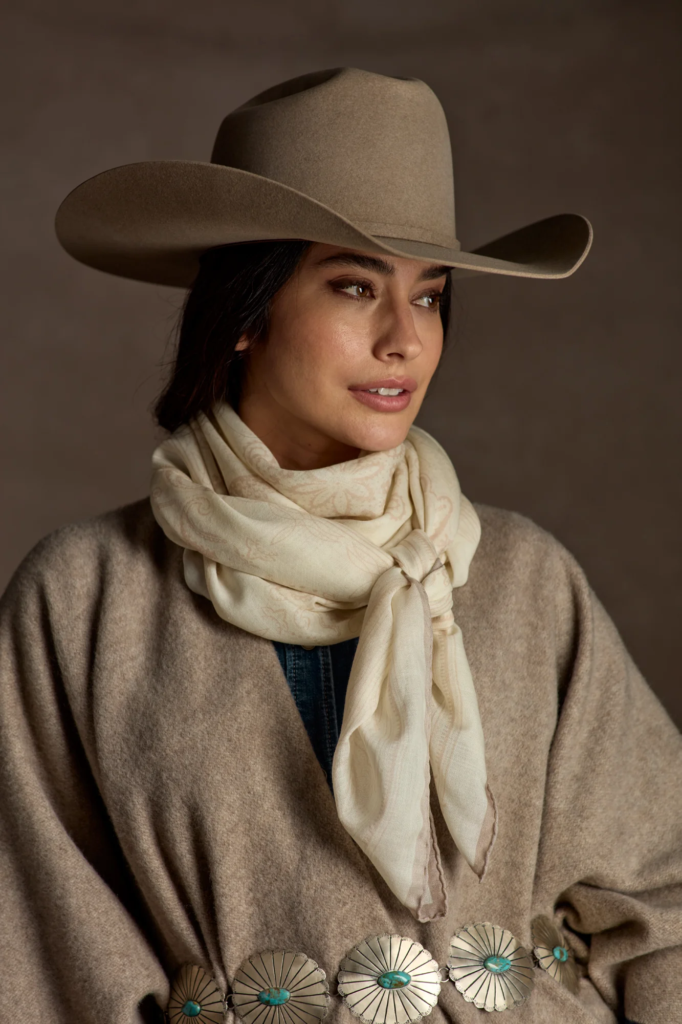 Mirrored L Silk Wool Scarf - Cream