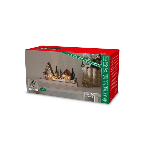 LED-Szenerie, Holz, LxBxH: 28x11x13,6 cm, mehrfarbig