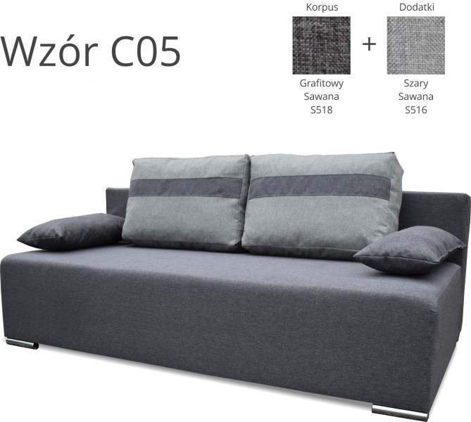 Sofa rozkładana z funkcja spania Ecco Szara