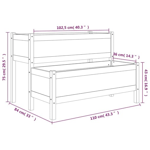 NNEVL Planter 110x84x75 cm Solid Wood Pine
