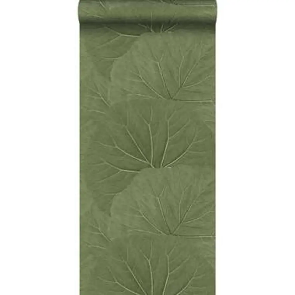 ESTAhome behang - grote bladeren - vergrijsd groen - 53 cm x 10.05 m