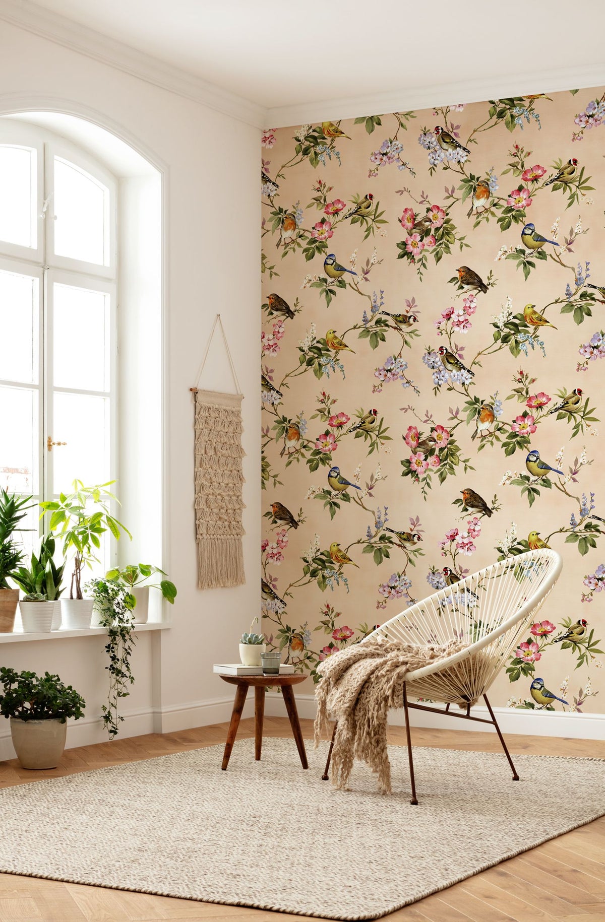 Komar fotobehang bloemen en vogels multicolor - 200 x 250 cm - 611171