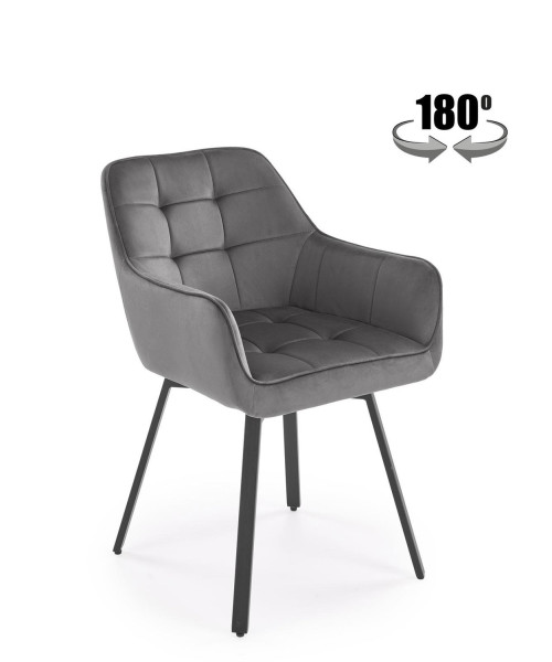Krzesło tapicerowane K588 VELVET szare obracane