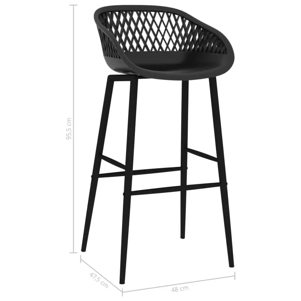 vidaXL Barstoelen met mesh-look rugleuning - Zithoogte 74.5 cm - Zwart - 2 St.