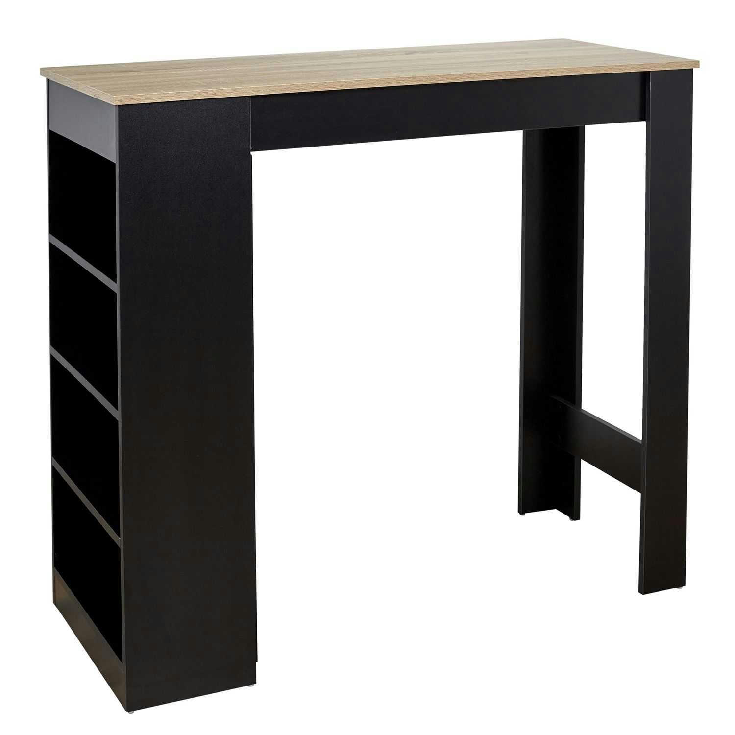 CHEERS - Table de bar mange debout avec 4 niches de rangement en mdf noir