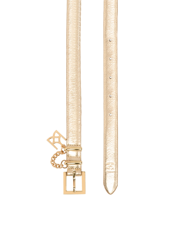 Ladies' elegant golden belt with chain and KAZAR monogram