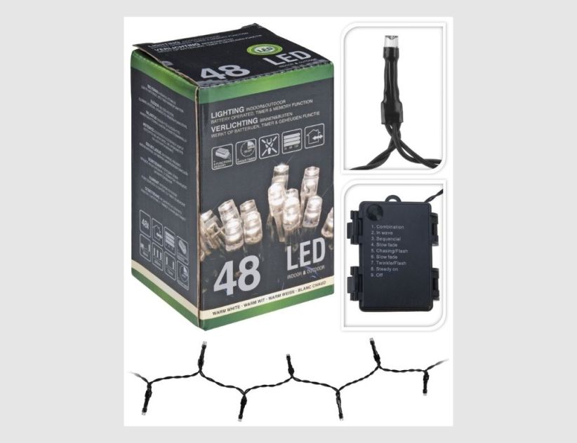 LED-Lichterkette 48 LEDs warmweiß 3,60m mit Timer