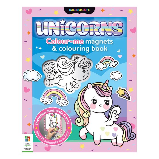 Kaleidoscope Unicorns Colour-Me Magnets and Colouring Book