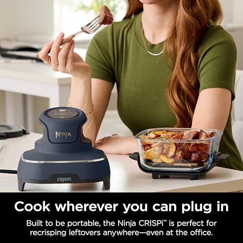 Ninja Crispi 4 in 1 Portable Glass Air Fryer Cooking System, 4QT  6 Cup Glass Containers with Storage Lids, Easy Meals, Microwave, Freezer  Dishwasher Safe, Air Fry, Bake  More, Cyberspace, FN101GY : Home  Kitchen(Green)