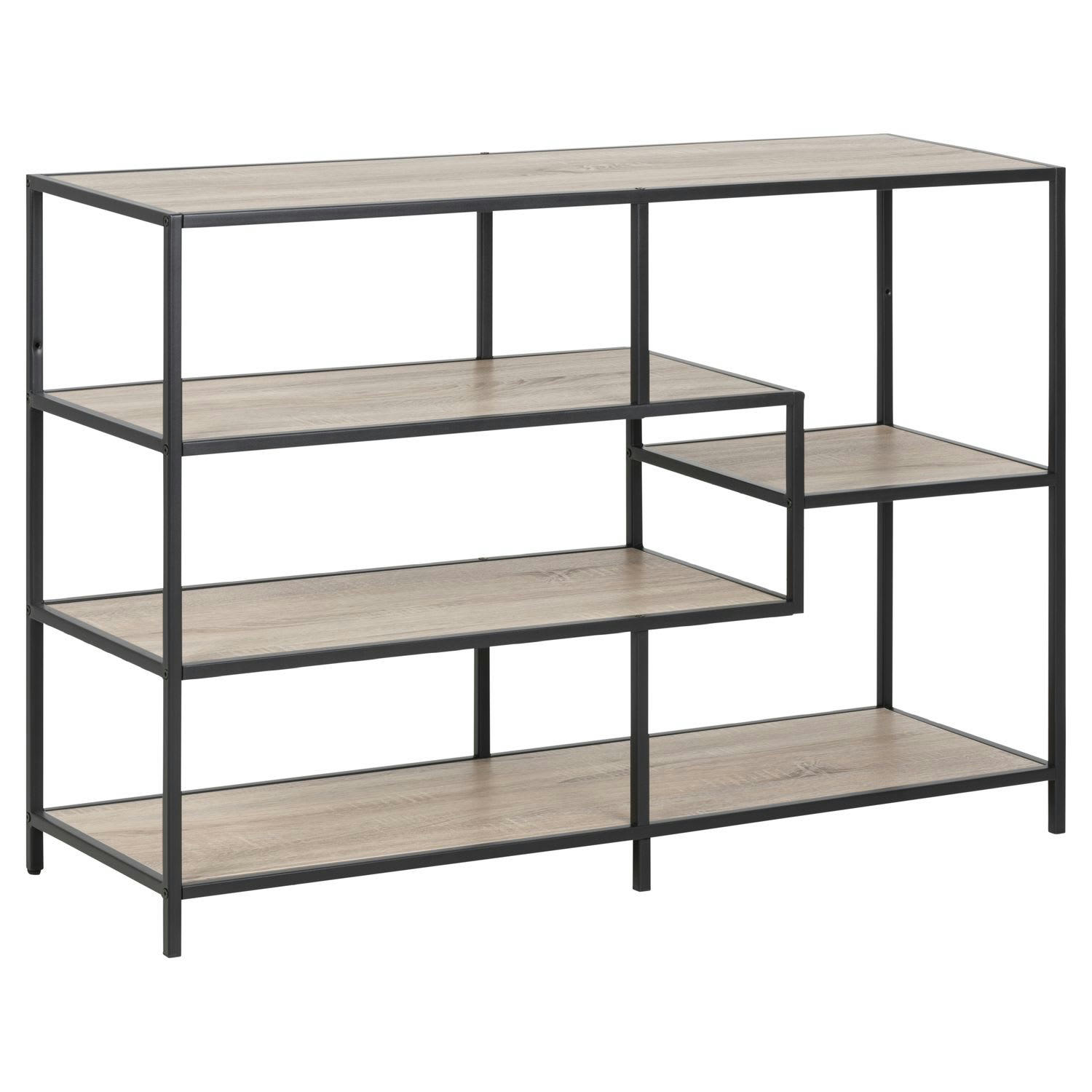 SIREINE - Bibliothèque 4 étagères asymétriques en mdf et métal beige