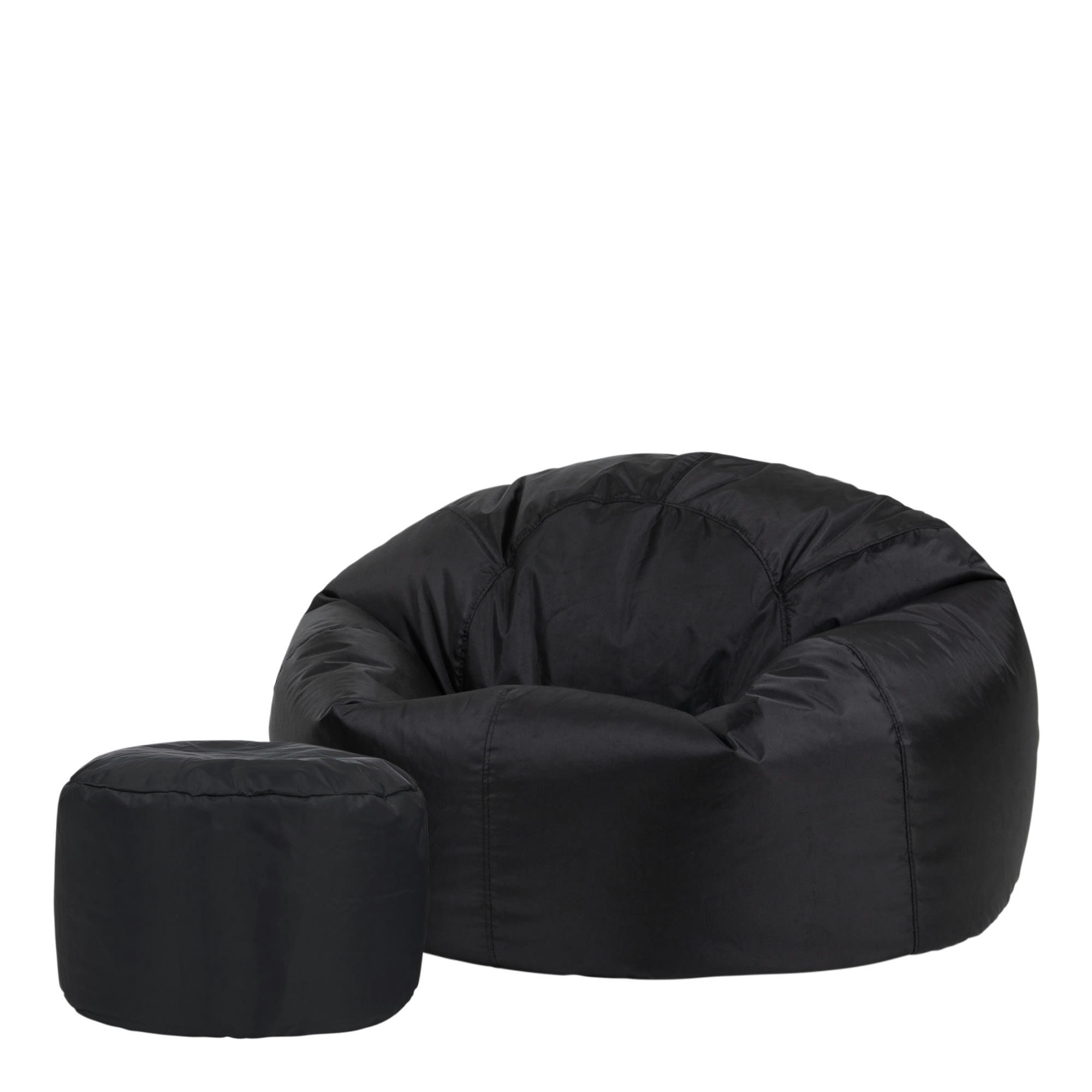 - Pouf extérieur avec repose-pieds noir