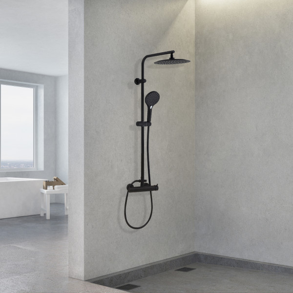 Zestaw prysznicowy Bergen Yoka Home z deszczownicą 25 cm czarny