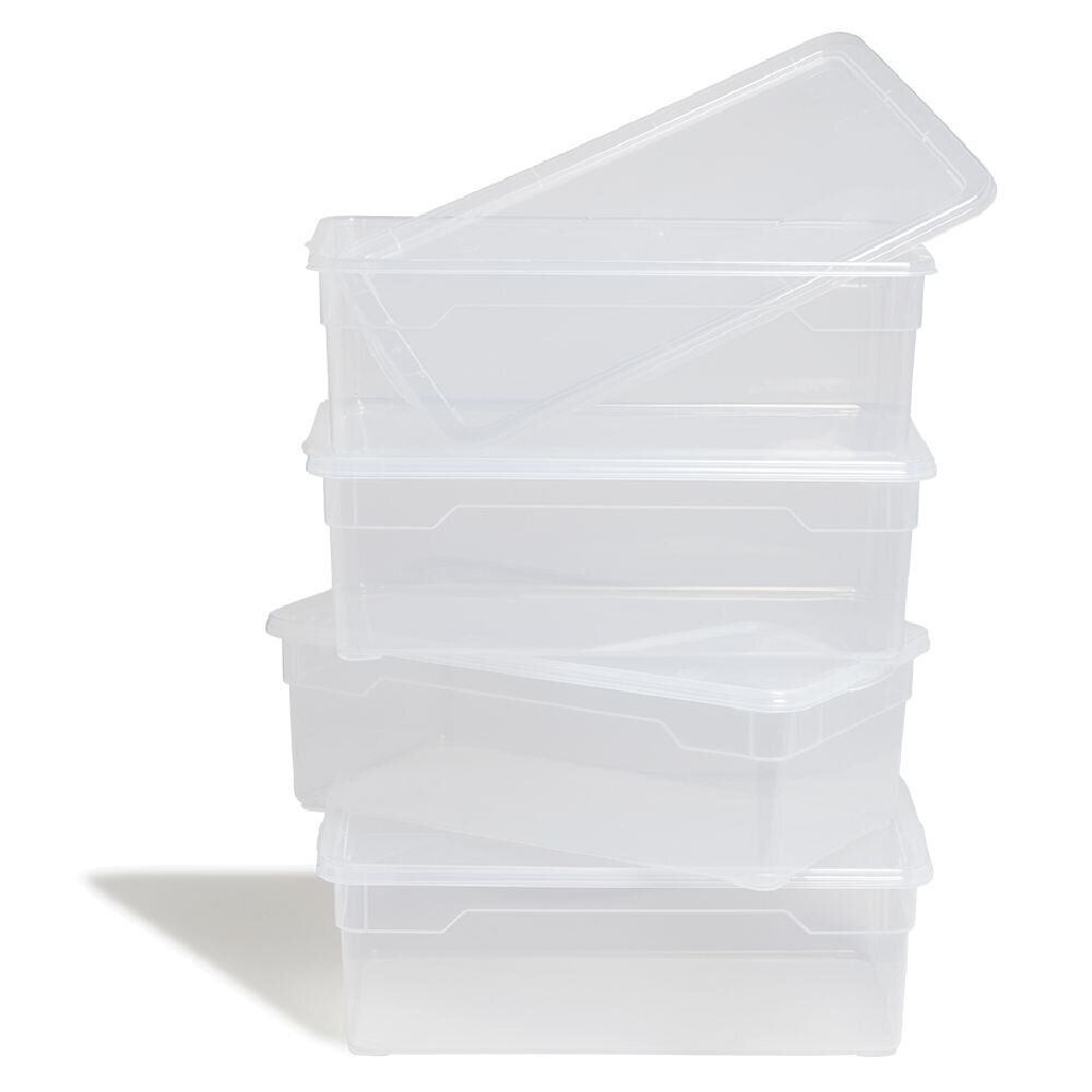 Lot de 4 box 11L plastique transparent