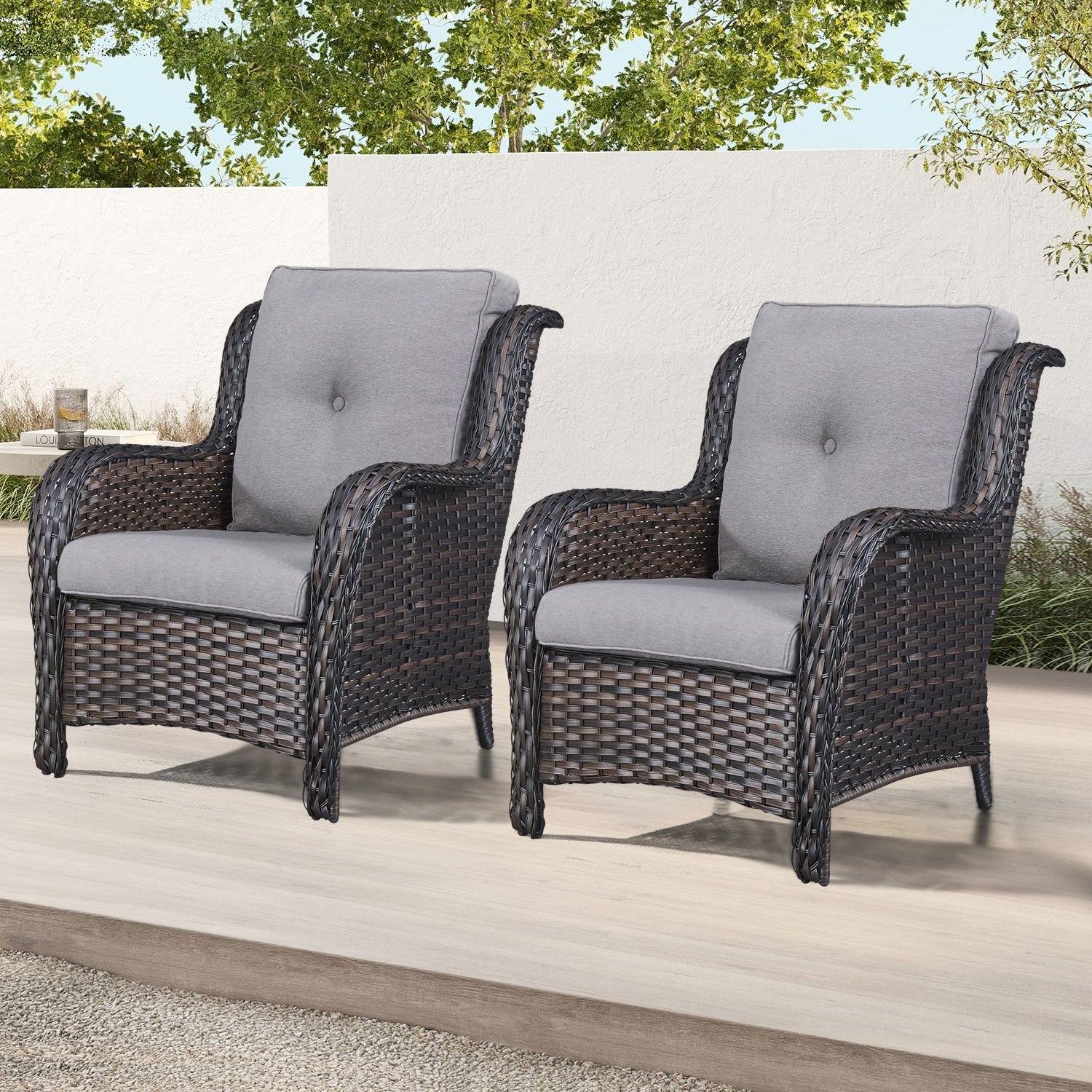 Gymojoy Outdoor Furniture Set Patio Wicker Chairs Set of 2