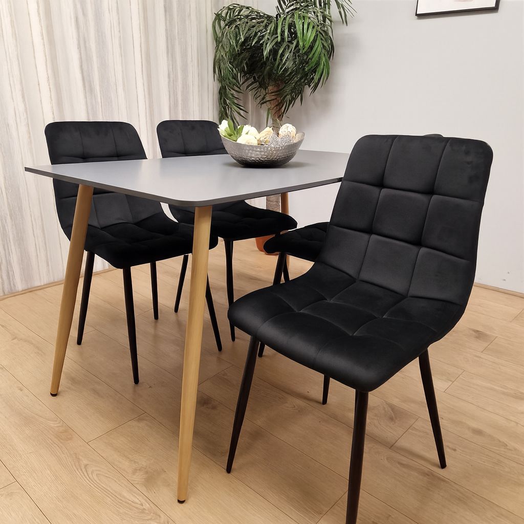 KOSY KOALA Modern Rectangle Dining Table Set With 4 Velvet Chairs