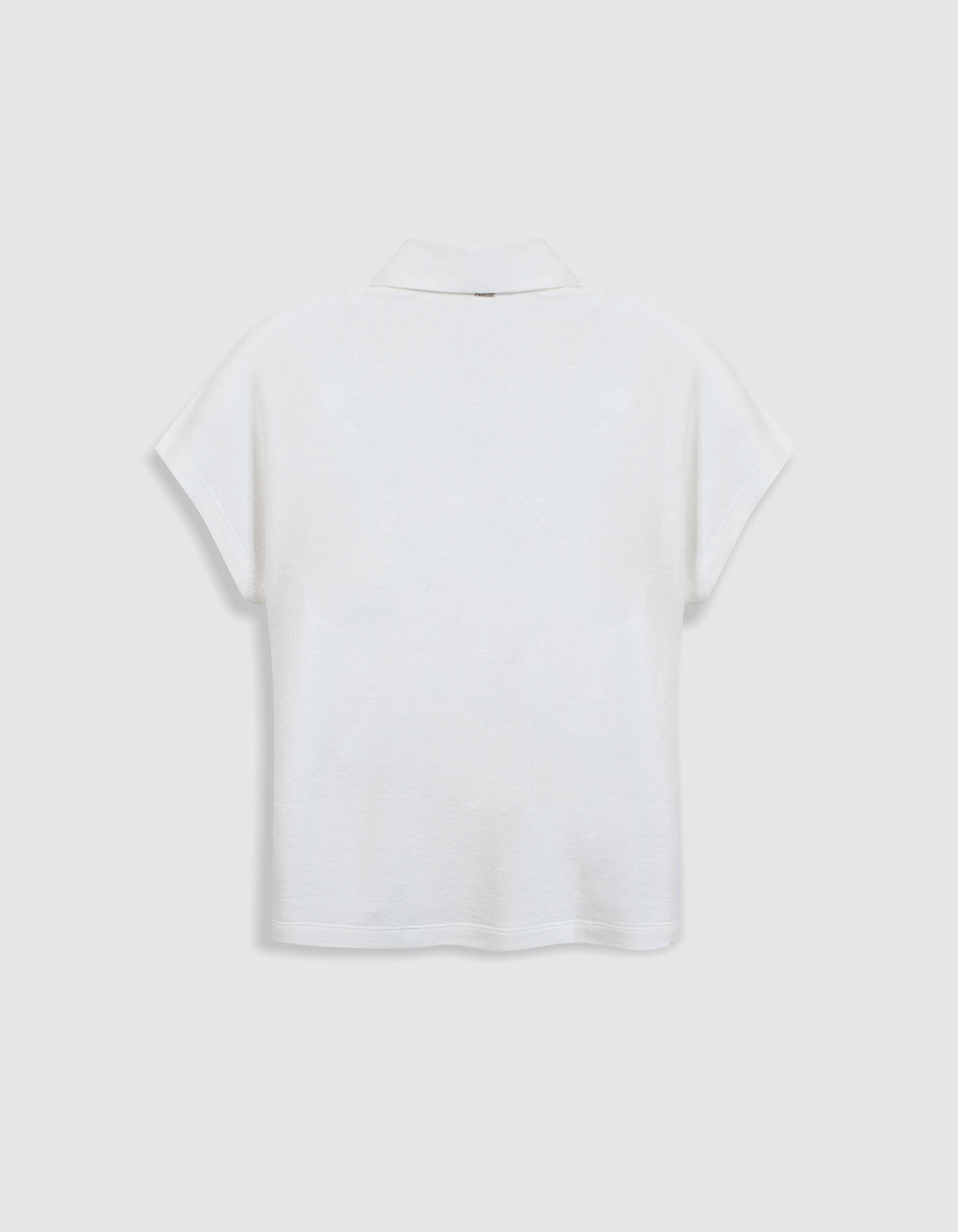 Tee-shirt col polo blanc éponge poches plaquées Femme