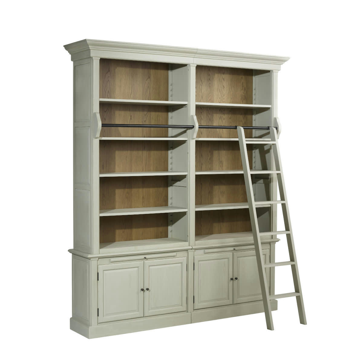 MAISON DE CAMPAGNE - FRANCOIS - Bibliothèque en bois patine antiquaire gris clair
