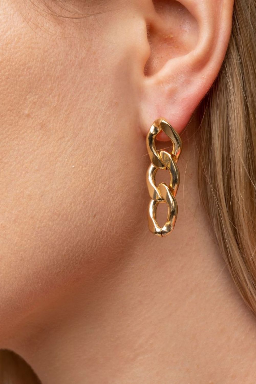 The Colourful Aura Steel Punk Cuban Link Chain Tassel Drop Stud Earrings