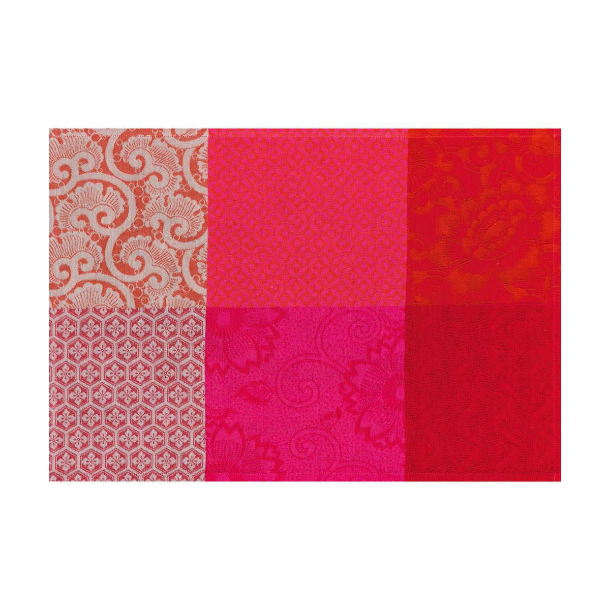 FLEURS DE KYOTO - Set de table en coton cerise 52 x 38