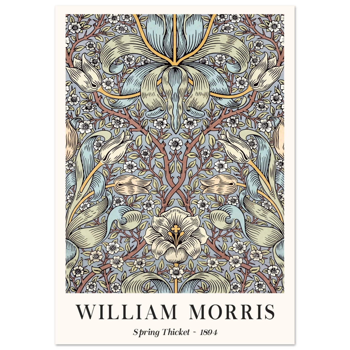 Artfulprints Poster William Morris - Spring thicket 1884  - A4 21x29.7 cm - Blauw