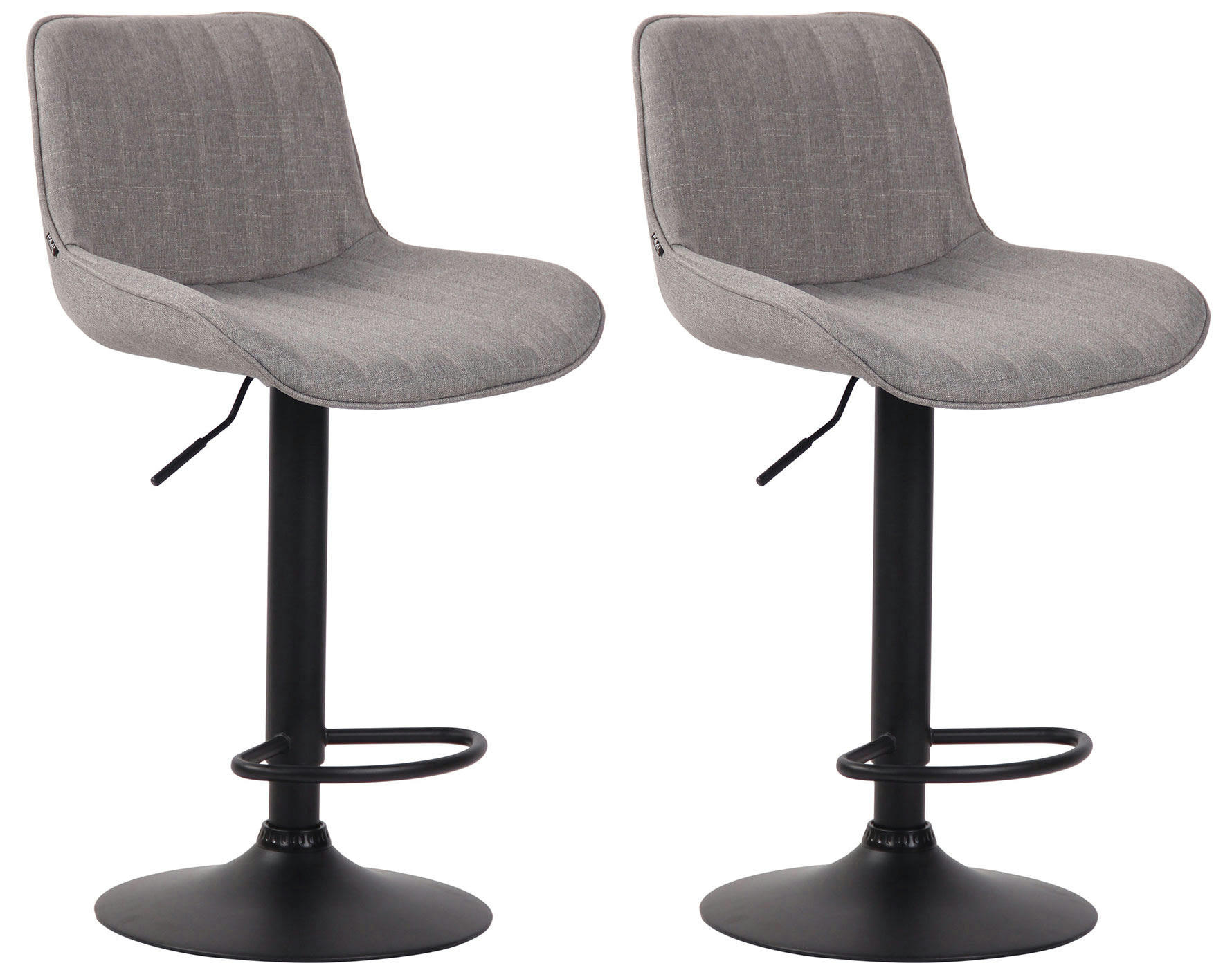 LENTINI - Lot de 2 Tabourets de bar réglable en tissu Gris